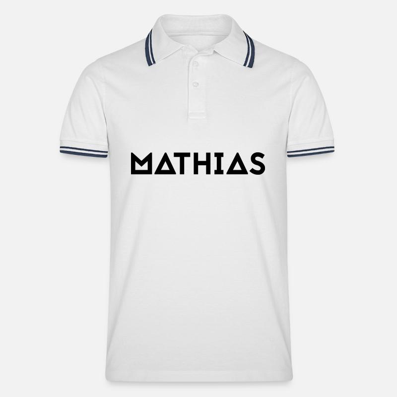 Vorname Mathias - Männer Tipped Poloshirt - Weiß/Navy