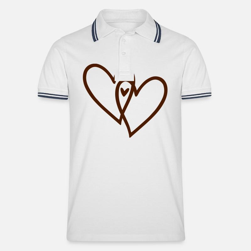 2 Herzen plus 1 - Männer Tipped Poloshirt - Weiß/Navy