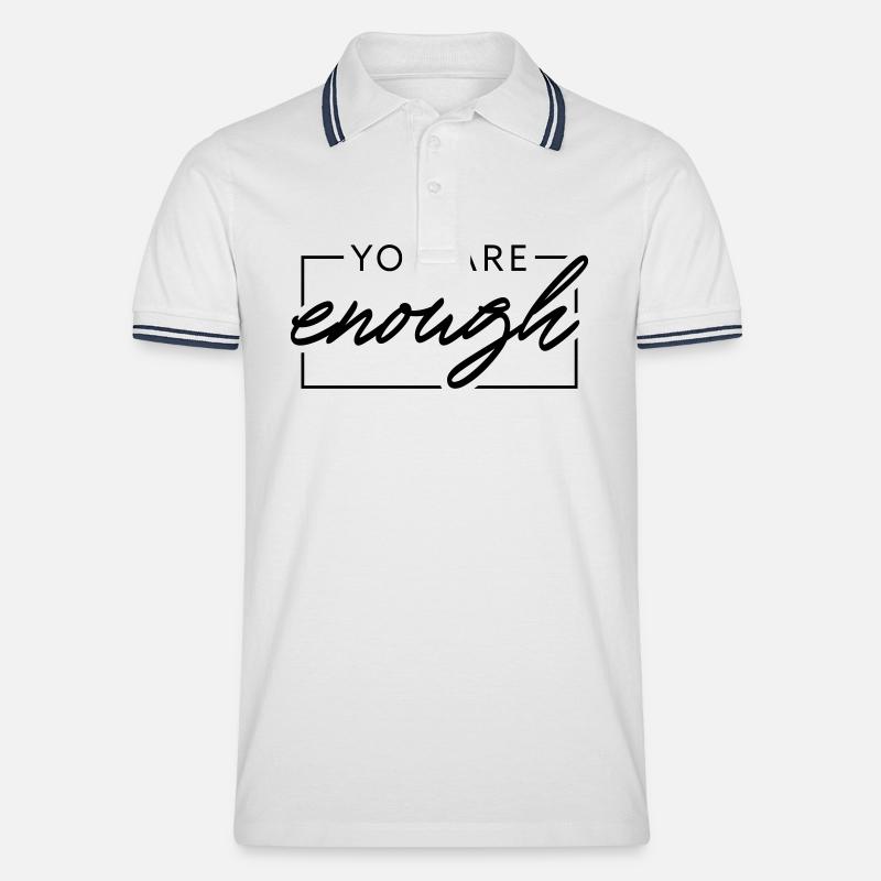 You are enough - Männer Tipped Poloshirt - Weiß/Navy