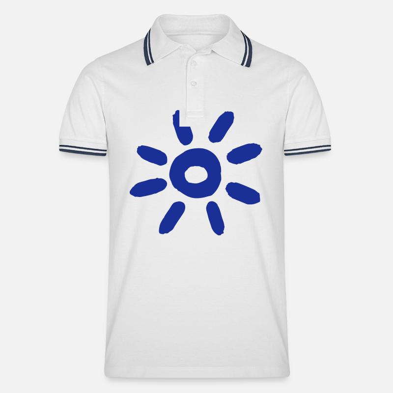 Blaue Sonne - Männer Tipped Poloshirt - Weiß/Navy