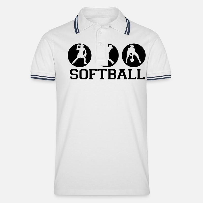 softball_dicke_linien - Männer Tipped Poloshirt - Weiß/Navy