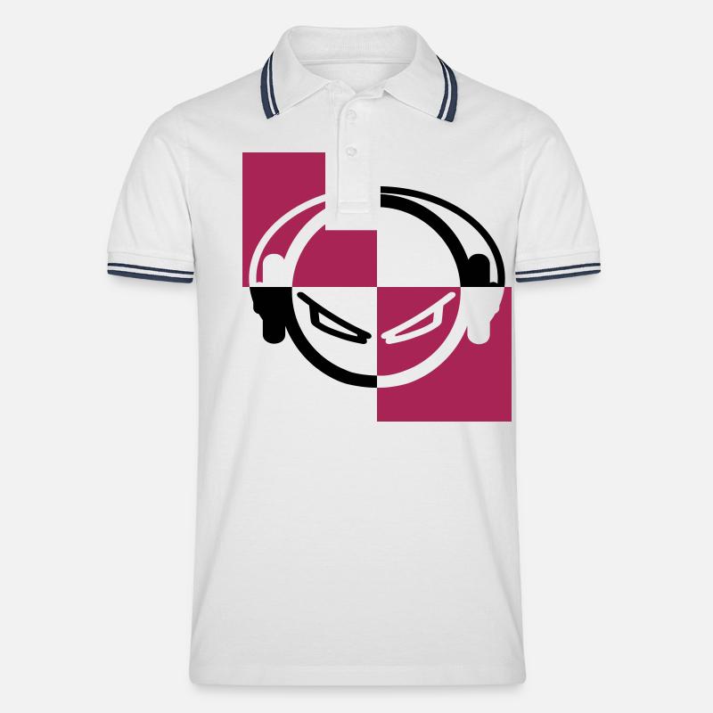 headphones - Männer Tipped Poloshirt - Weiß/Navy