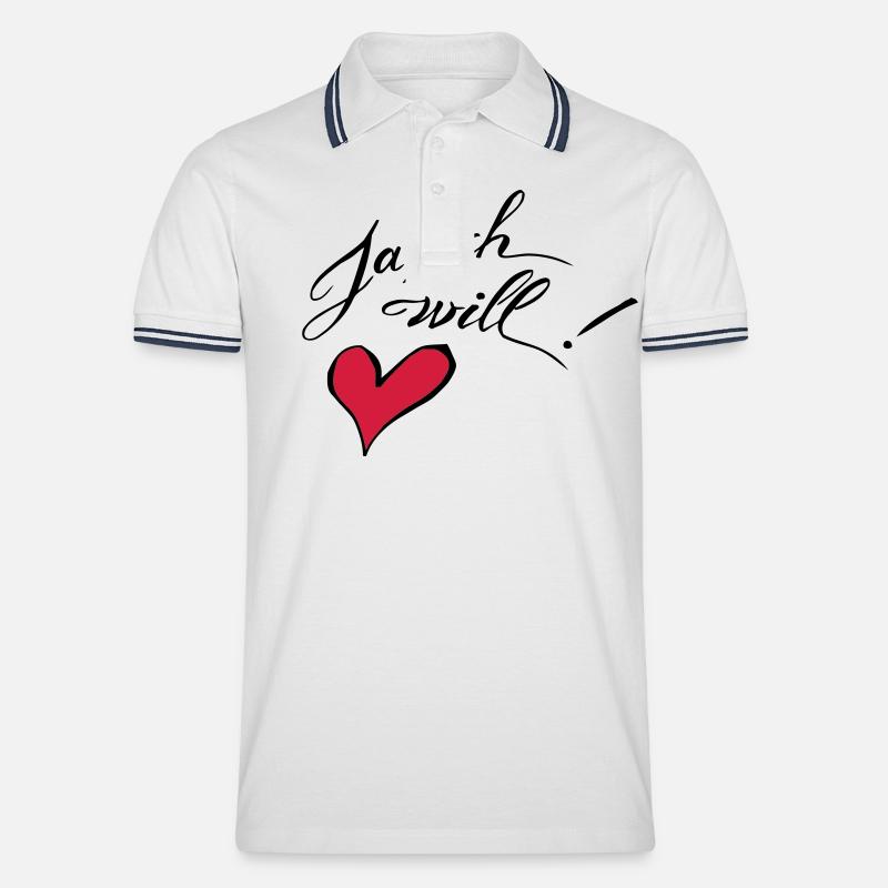 Ja, ich will! - Männer Tipped Poloshirt - Weiß/Navy