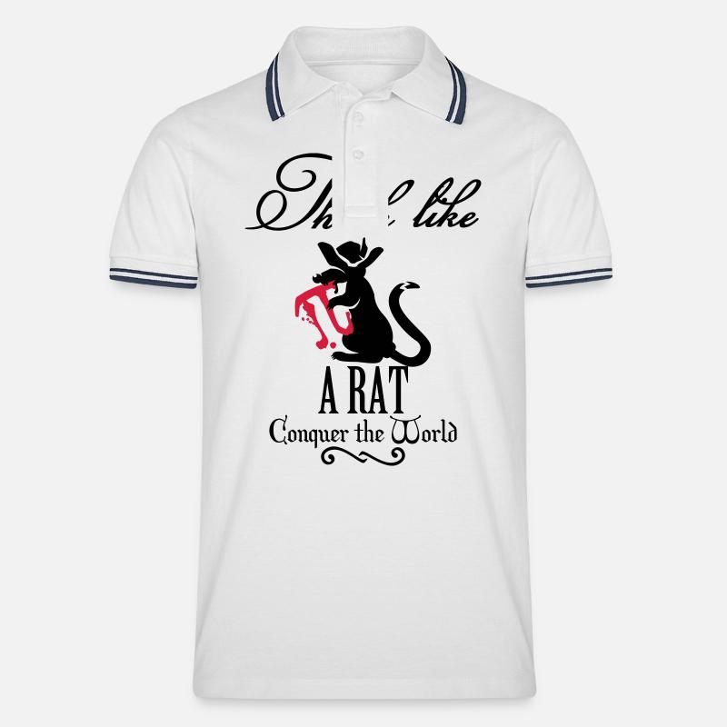 pi-rat / Pi-Ratte (e, 2c) - Männer Tipped Poloshirt - Weiß/Navy