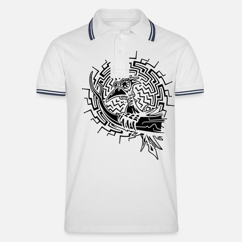originofelectronic (negativ) - Männer Tipped Poloshirt - Weiß/Navy