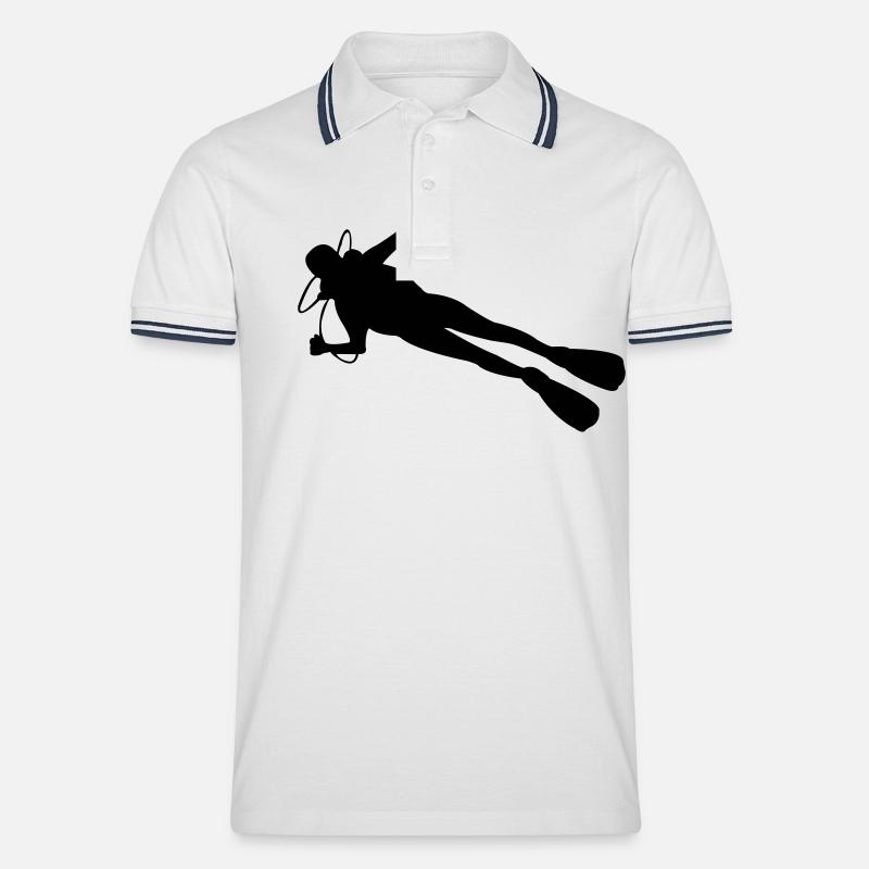 scuba diver - Männer Tipped Poloshirt - Weiß/Navy
