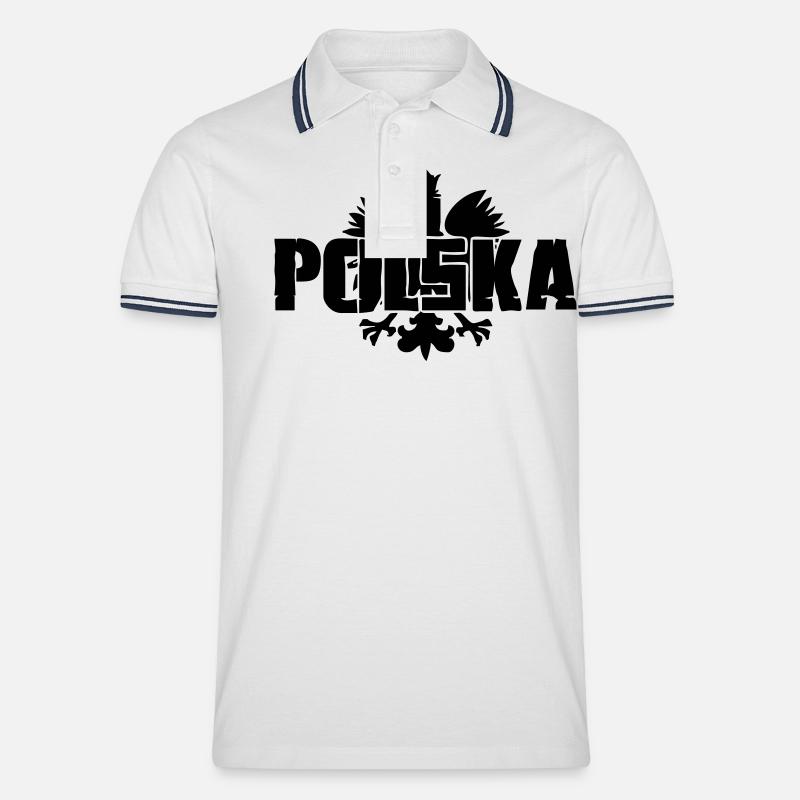 polska - Männer Tipped Poloshirt - Weiß/Navy