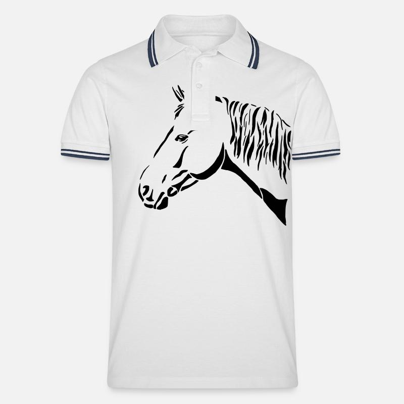 Pferdekopf - Männer Tipped Poloshirt - Weiß/Navy