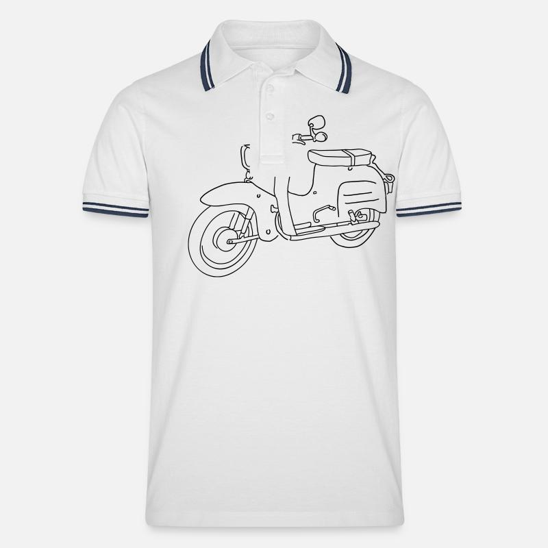 Motorroller, Moped Schwalbe - Männer Tipped Poloshirt - Weiß/Navy