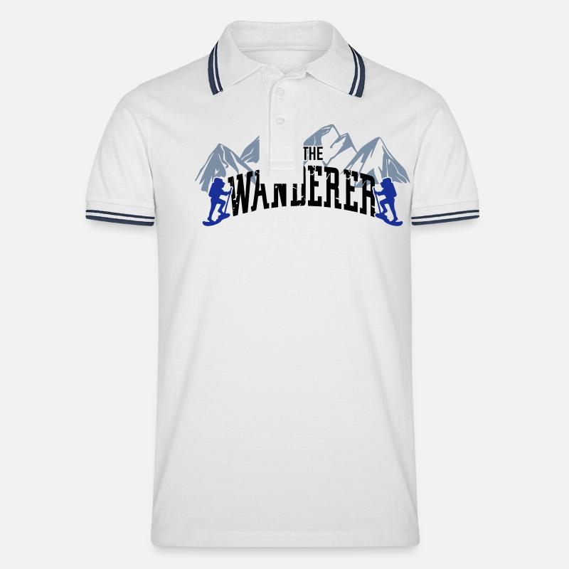 Wanderer - Männer Tipped Poloshirt - Weiß/Navy