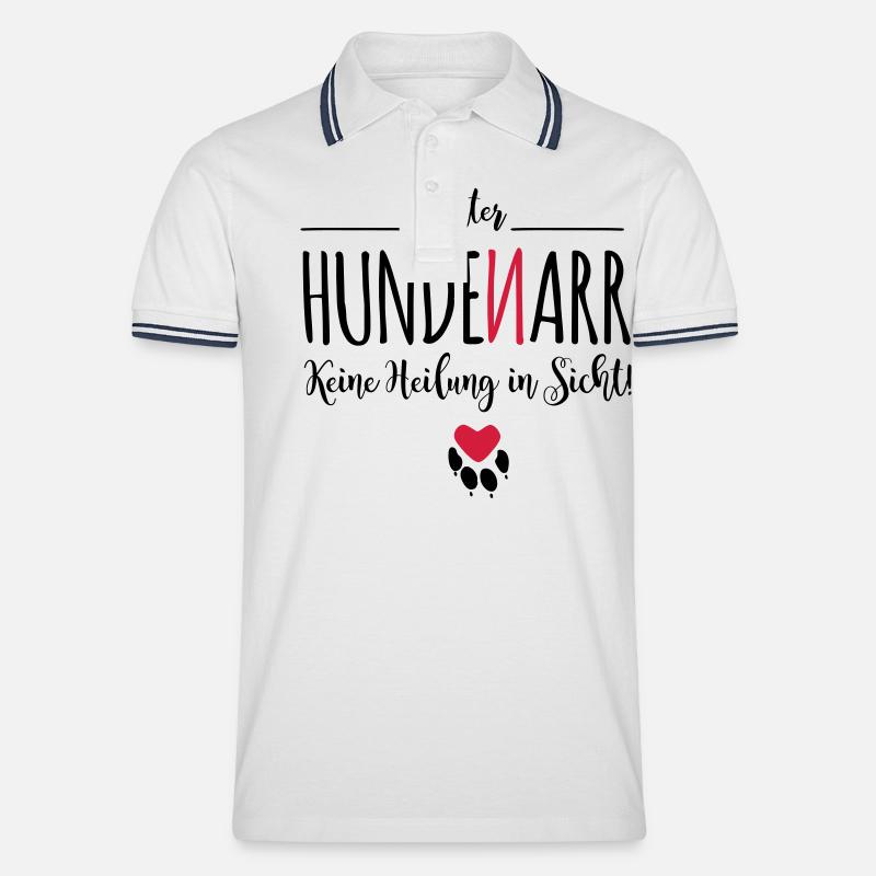 Hunde-Narr - Männer Tipped Poloshirt - Weiß/Navy