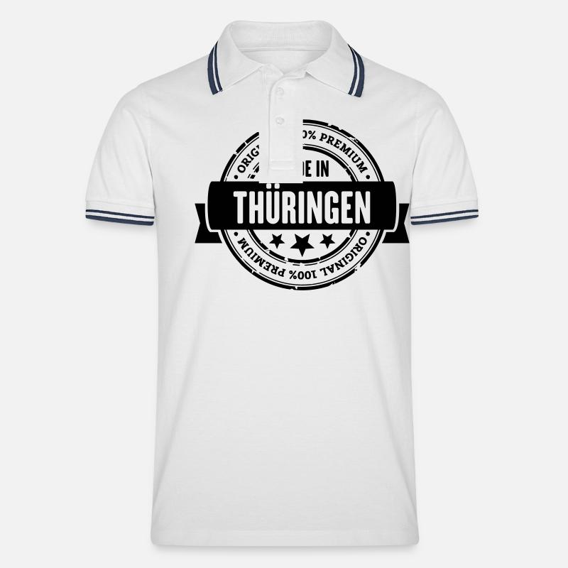 Made in Thüringen - Männer Tipped Poloshirt - Weiß/Navy