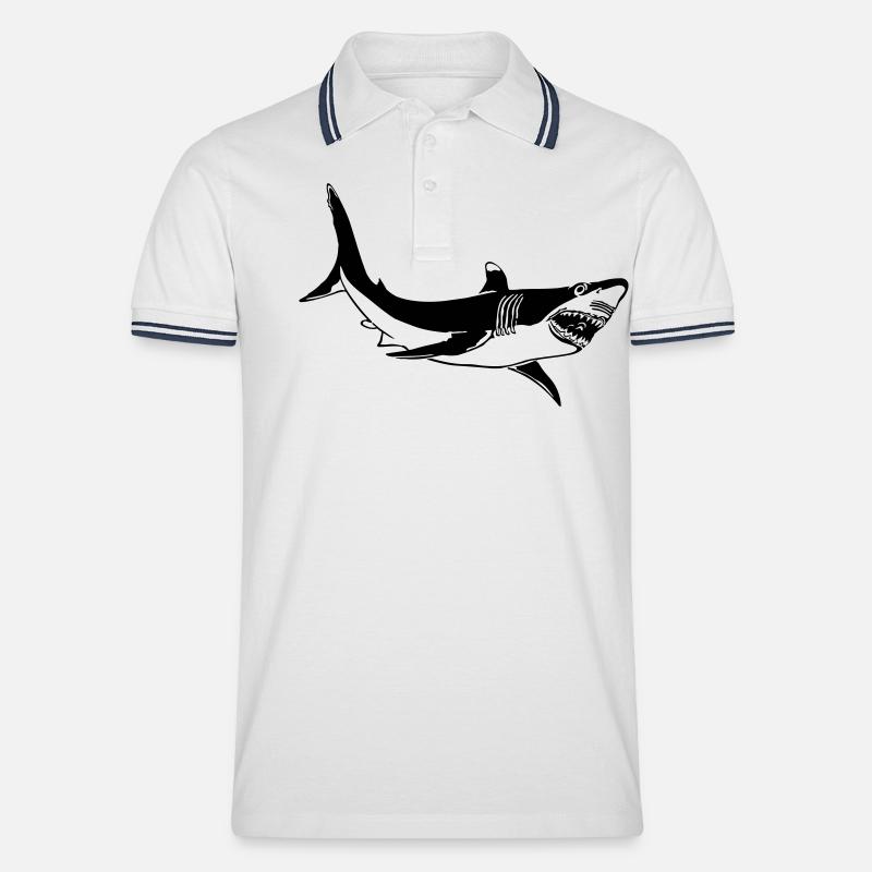 Great White - Männer Tipped Poloshirt - Weiß/Navy
