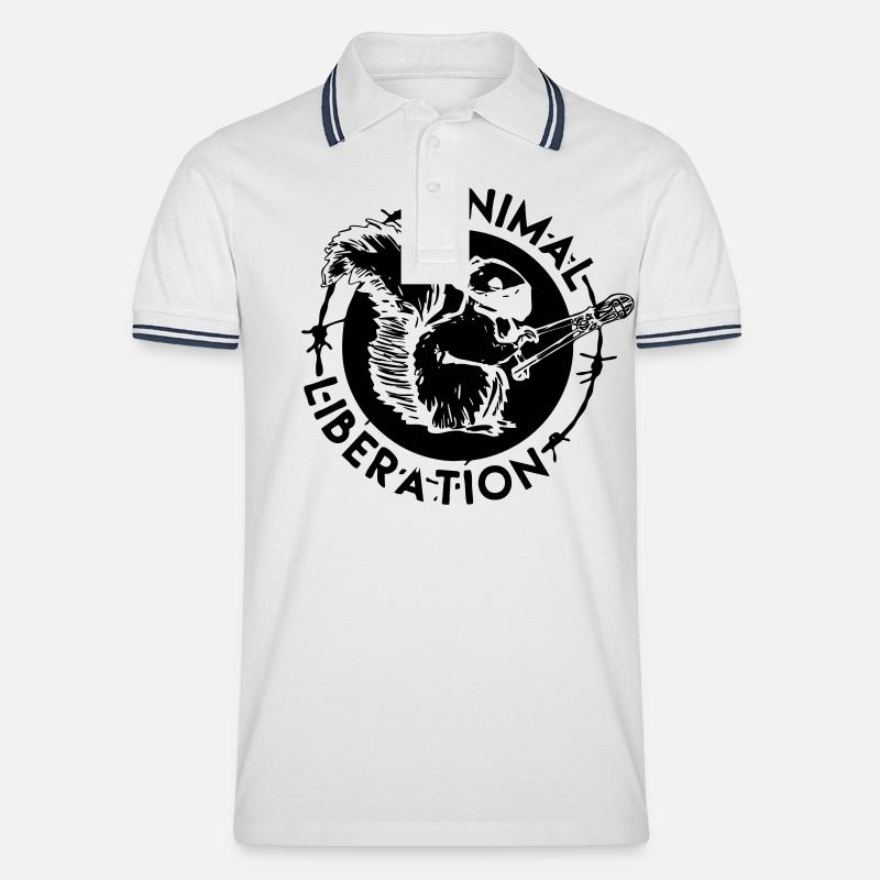 Animal Liberation Eichhörnchen - Männer Tipped Poloshirt - Weiß/Navy