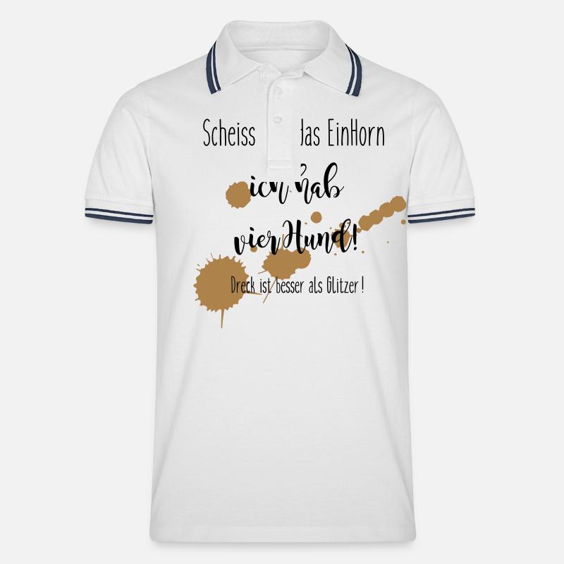 1Horn-4Hund - Männer Tipped Poloshirt - Weiß/Navy