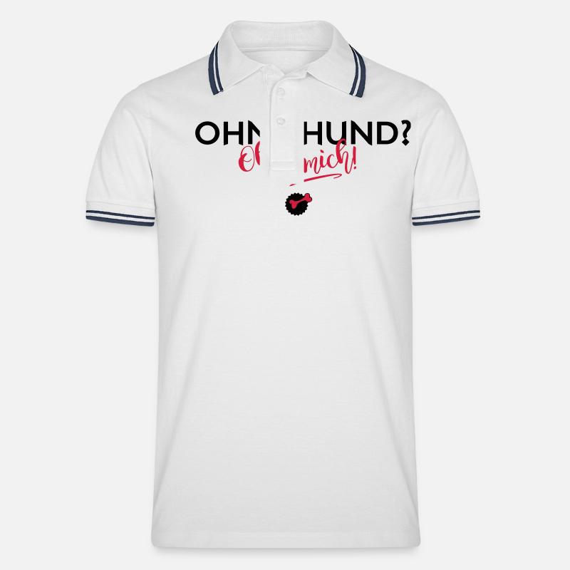 Ohne mich! - Männer Tipped Poloshirt - Weiß/Navy