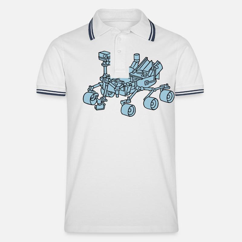 Curiosity Marsrover 2 - Männer Tipped Poloshirt - Weiß/Navy