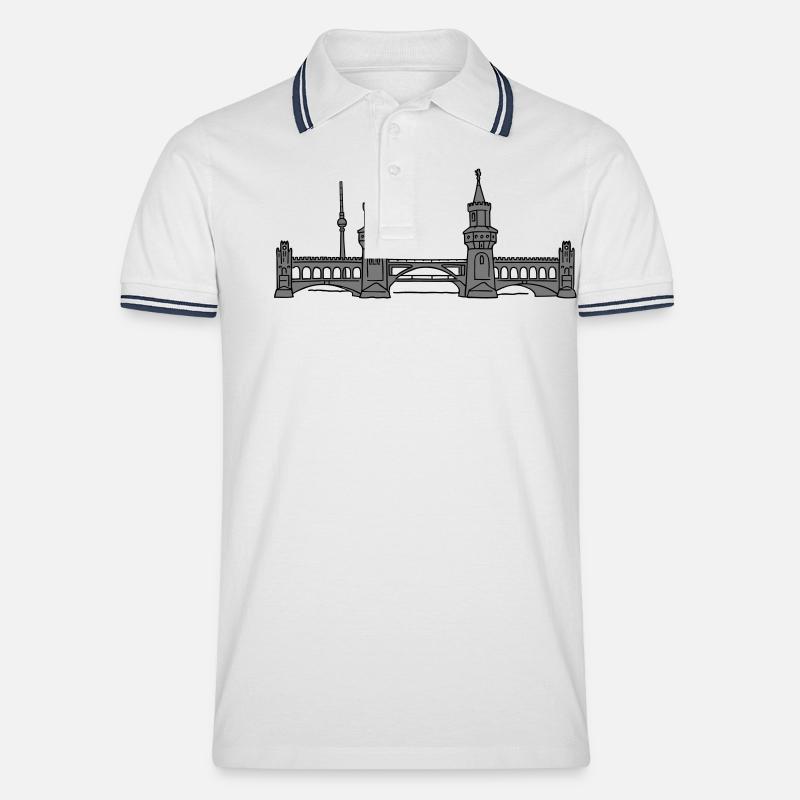 Oberbaumbrücke Berlin 2 - Männer Tipped Poloshirt - Weiß/Navy