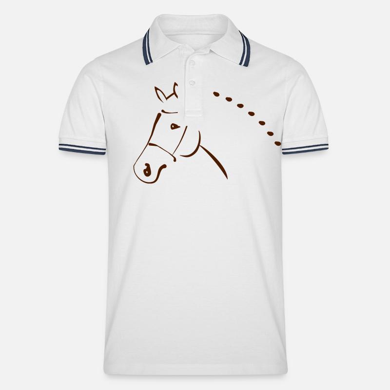 Pferd - Männer Tipped Poloshirt - Weiß/Navy