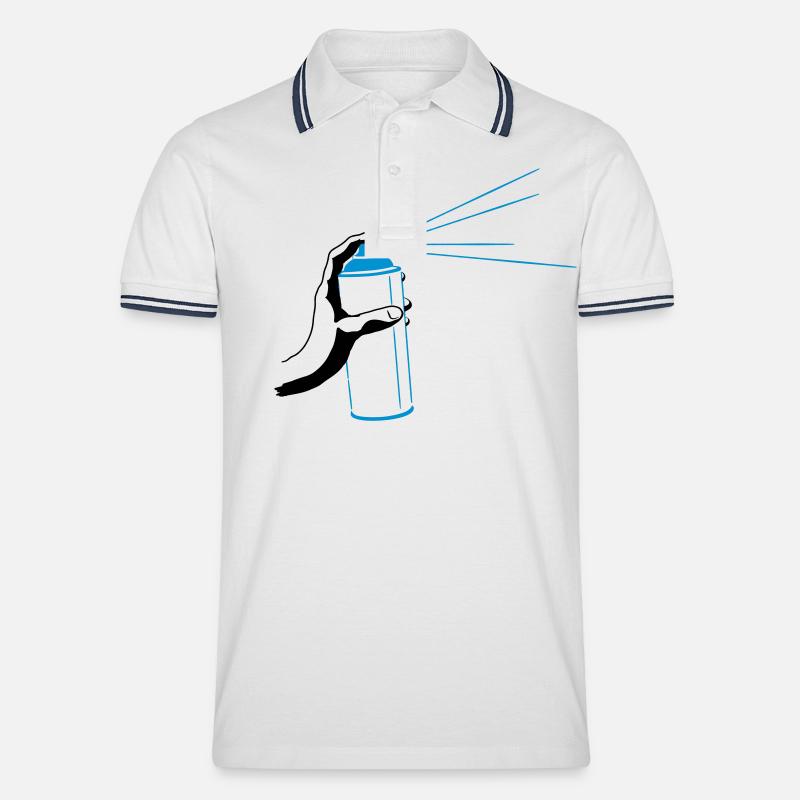 Spraydose - Männer Tipped Poloshirt - Weiß/Navy