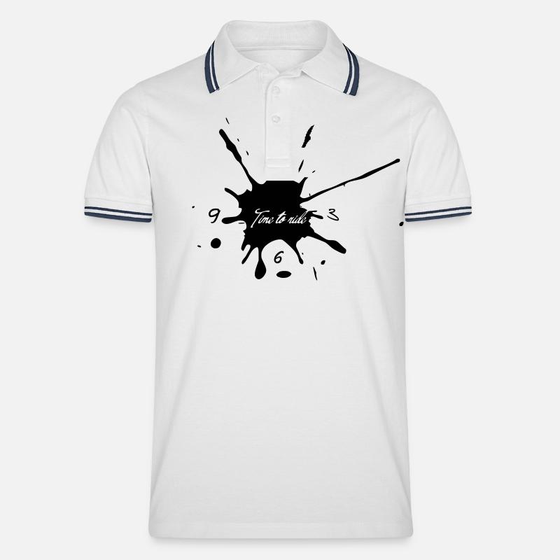 Time to ride - Männer Tipped Poloshirt - Weiß/Navy
