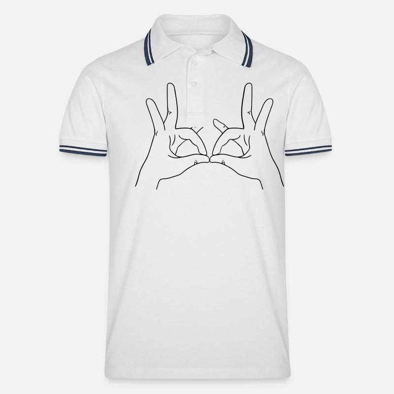 Haende - Männer Tipped Poloshirt - Weiß/Navy