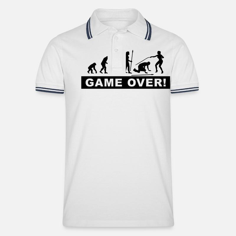 evolution_wedding4 - Männer Tipped Poloshirt - Weiß/Navy