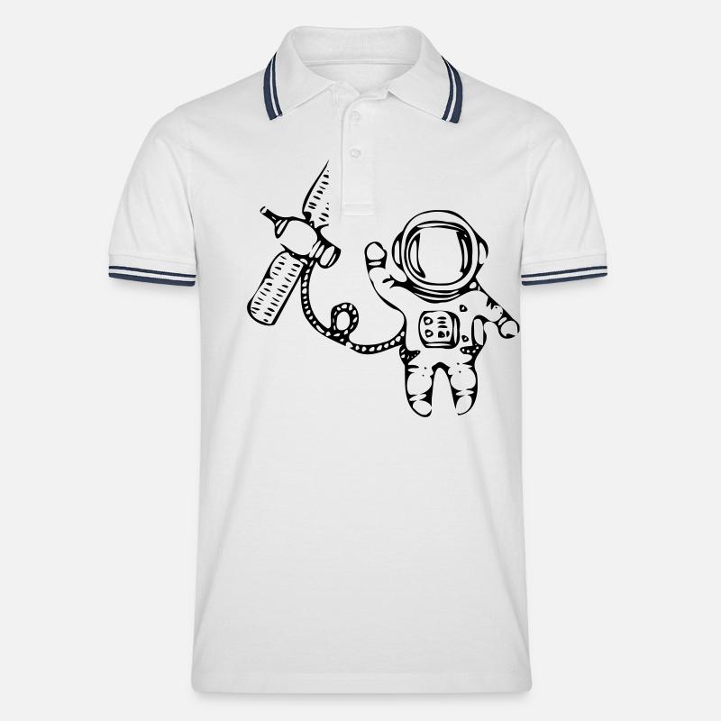 Astronaut2 - Männer Tipped Poloshirt - Weiß/Navy