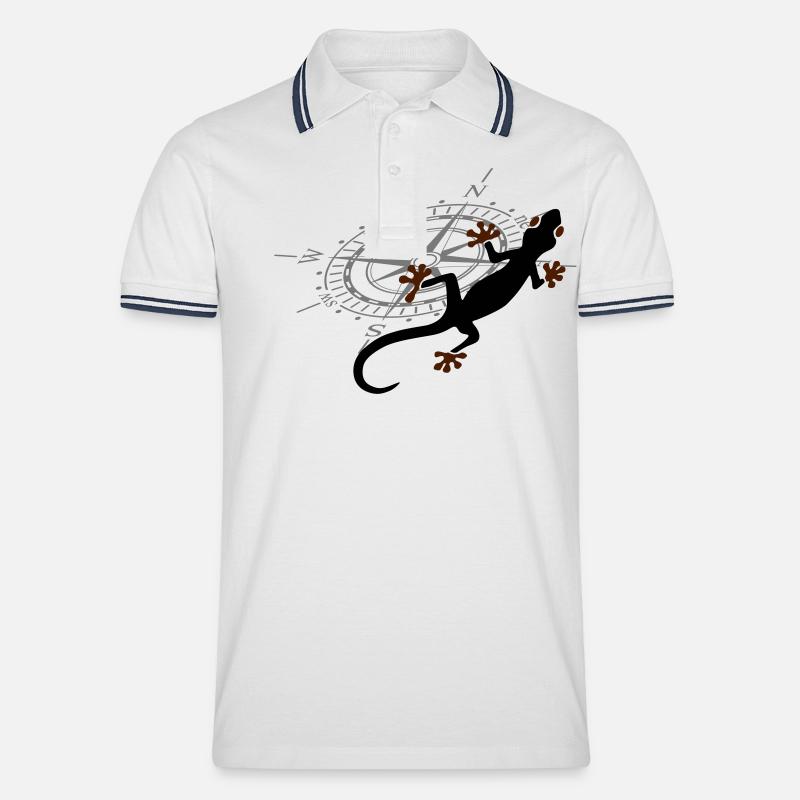 Gecko - Männer Tipped Poloshirt - Weiß/Navy