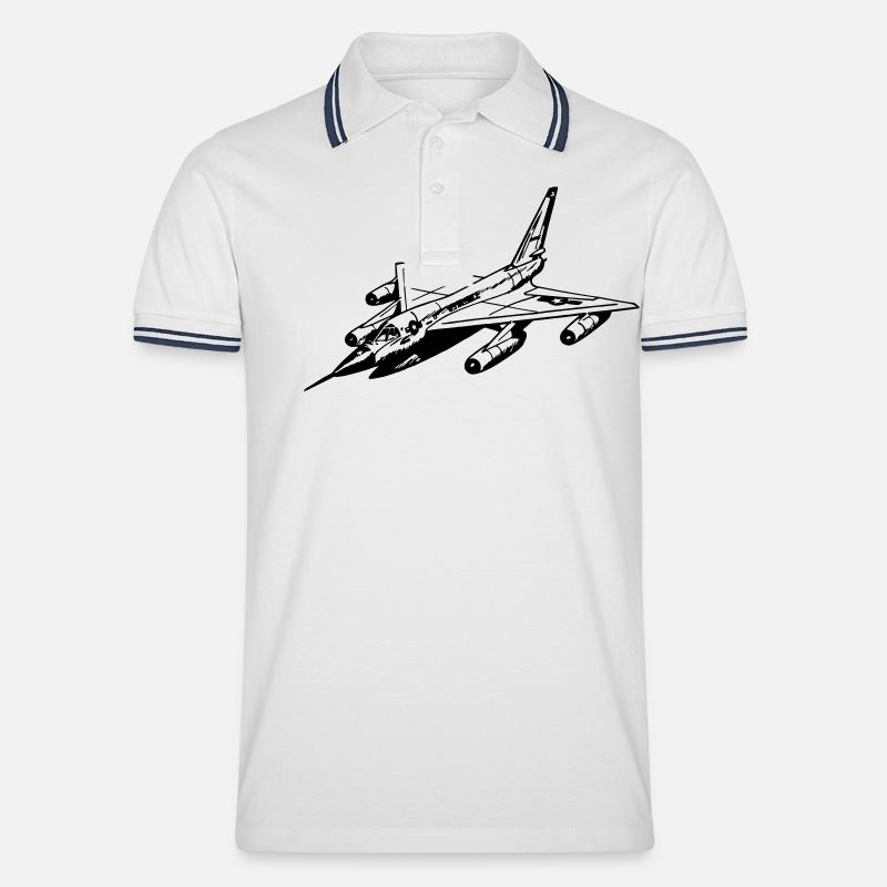 Flugzeug - Männer Tipped Poloshirt - Weiß/Navy