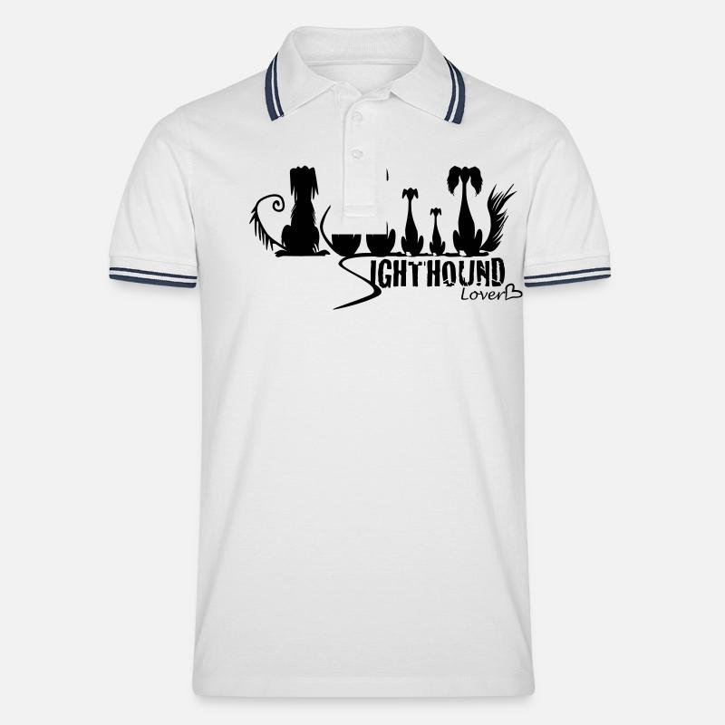 sighthound_lover - Männer Tipped Poloshirt - Weiß/Navy