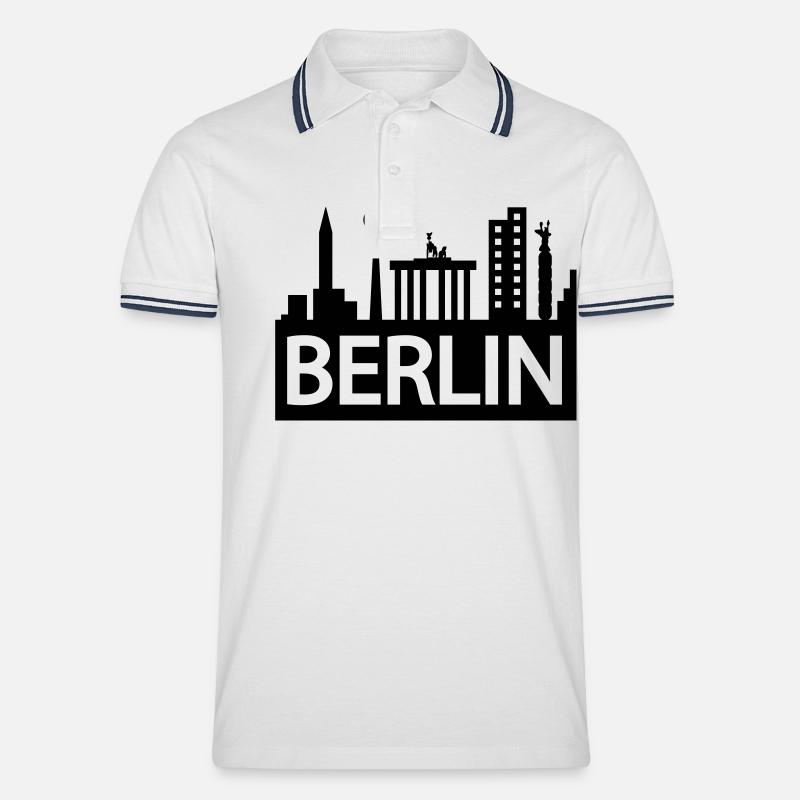 Berlin Skyline - Männer Tipped Poloshirt - Weiß/Navy