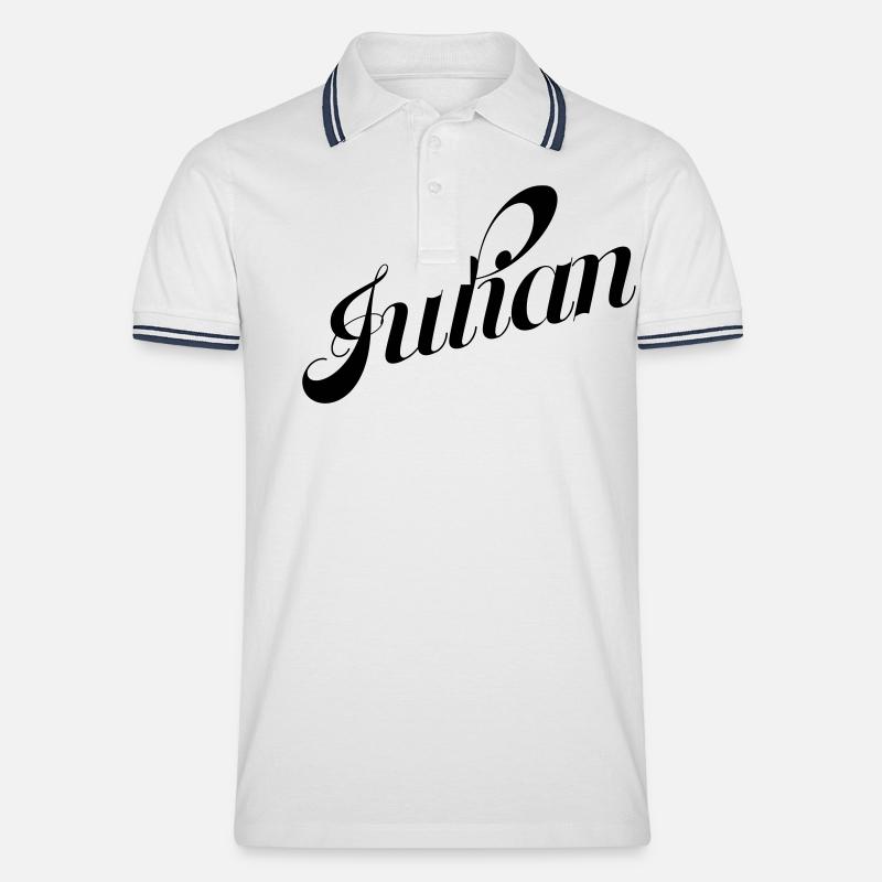 Julian - Männer Tipped Poloshirt - Weiß/Navy