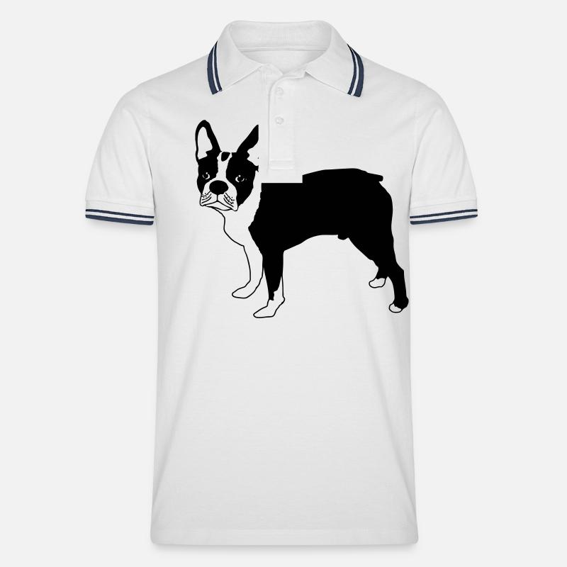 Boston terrier de - Männer Tipped Poloshirt - Weiß/Navy