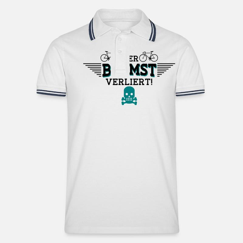 Wer bremst verliert - Männer Tipped Poloshirt - Weiß/Navy