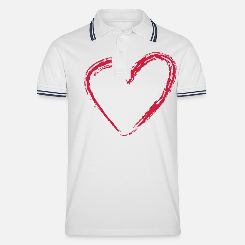 Herz Scratch Groß - Männer Tipped Poloshirt - Weiß/Navy