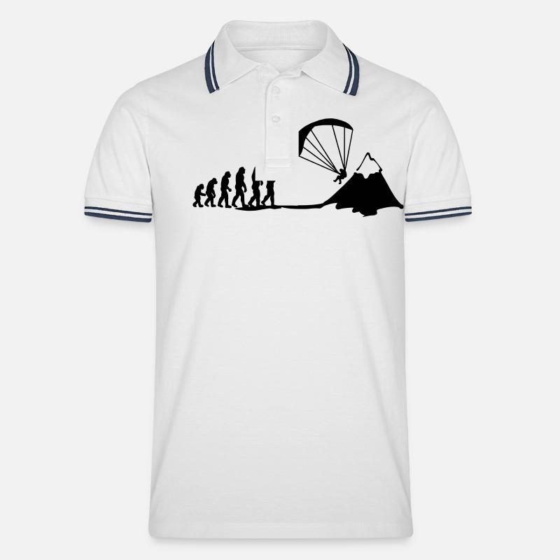 paragliding evolution - Männer Tipped Poloshirt - Weiß/Navy