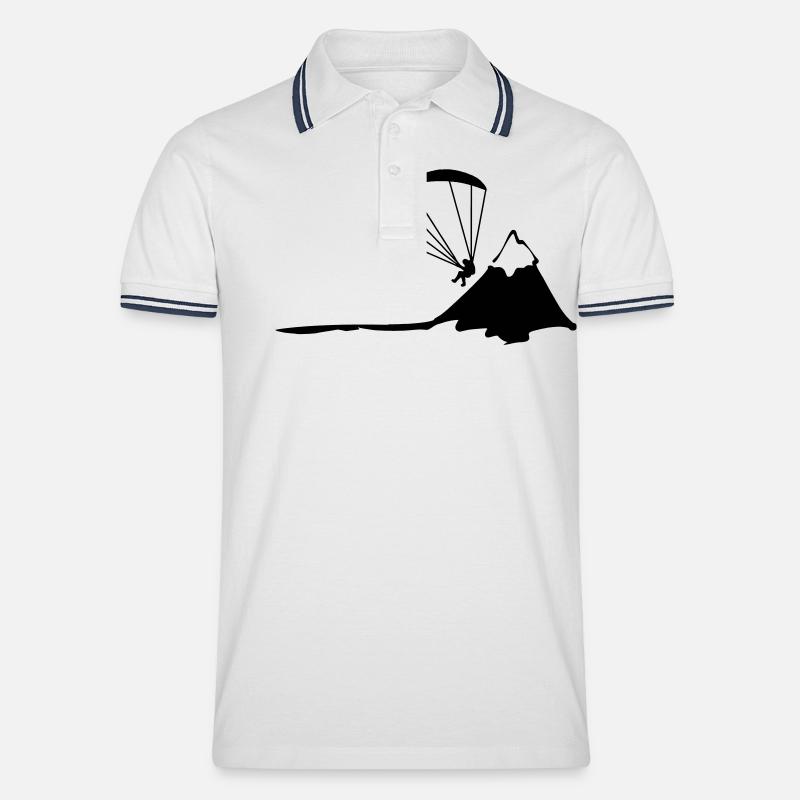 paragliding - Männer Tipped Poloshirt - Weiß/Navy
