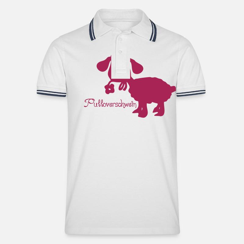 Schaf mit Blume - Männer Tipped Poloshirt - Weiß/Navy