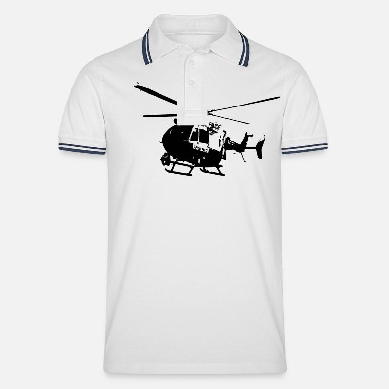 Polizeihubschrauber EC145 - Männer Tipped Poloshirt - Weiß/Navy