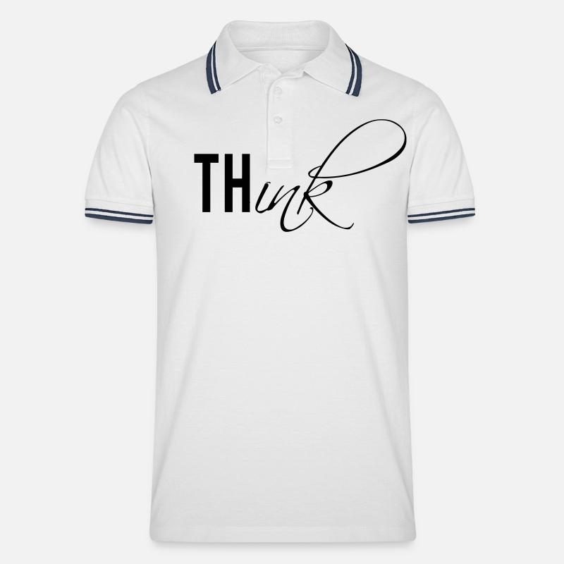 thINK - Männer Tipped Poloshirt - Weiß/Navy