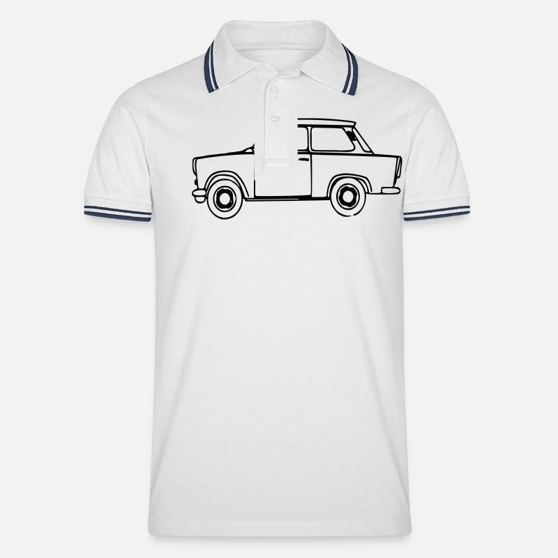 Trabant Outlines - Männer Tipped Poloshirt - Weiß/Navy