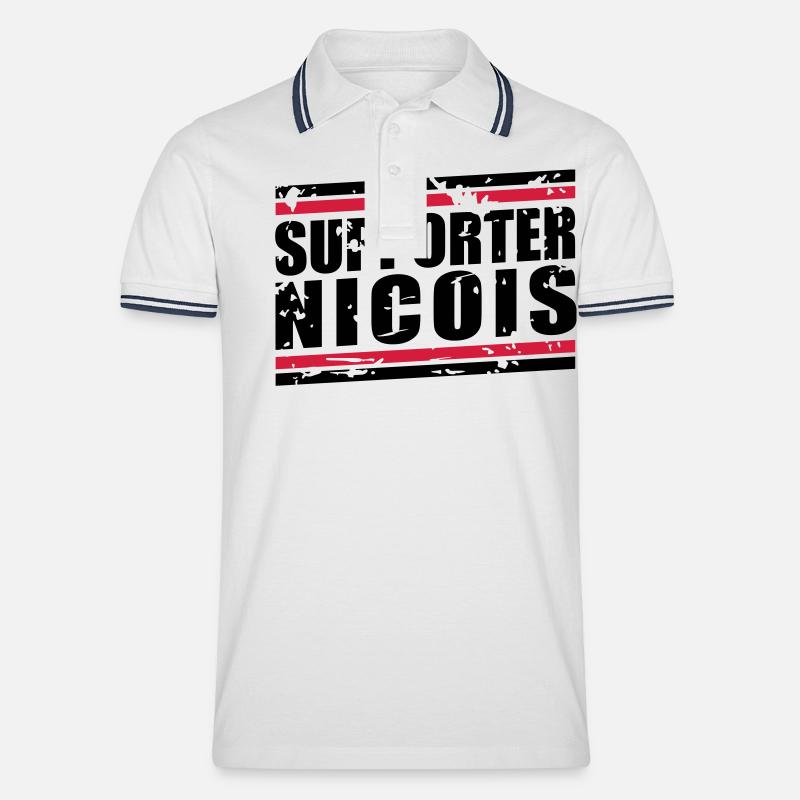Weinlese-Bär Nicois - Männer Tipped Poloshirt - Weiß/Navy