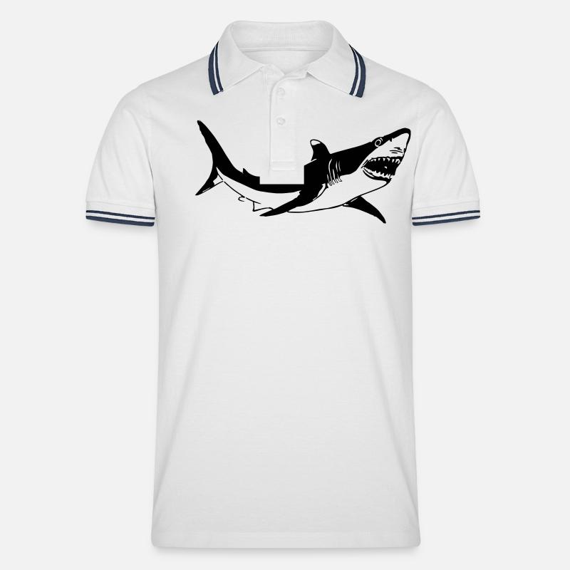 Weißer Hai - Männer Tipped Poloshirt - Weiß/Navy
