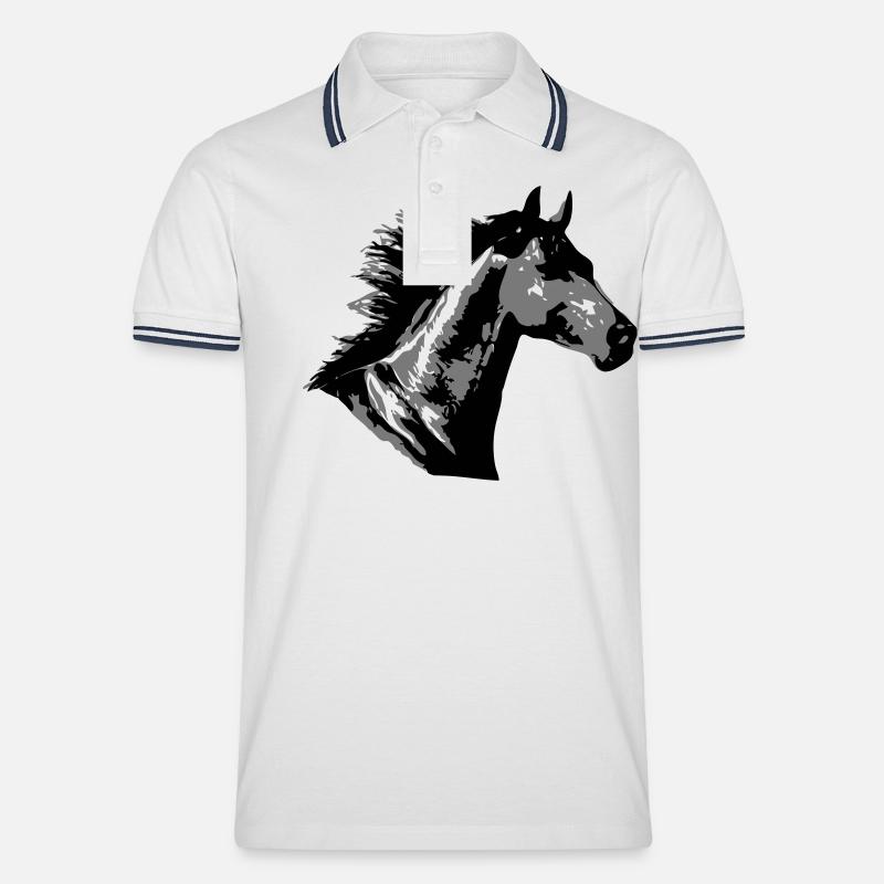 Beautiful Horse Head - Männer Tipped Poloshirt - Weiß/Navy