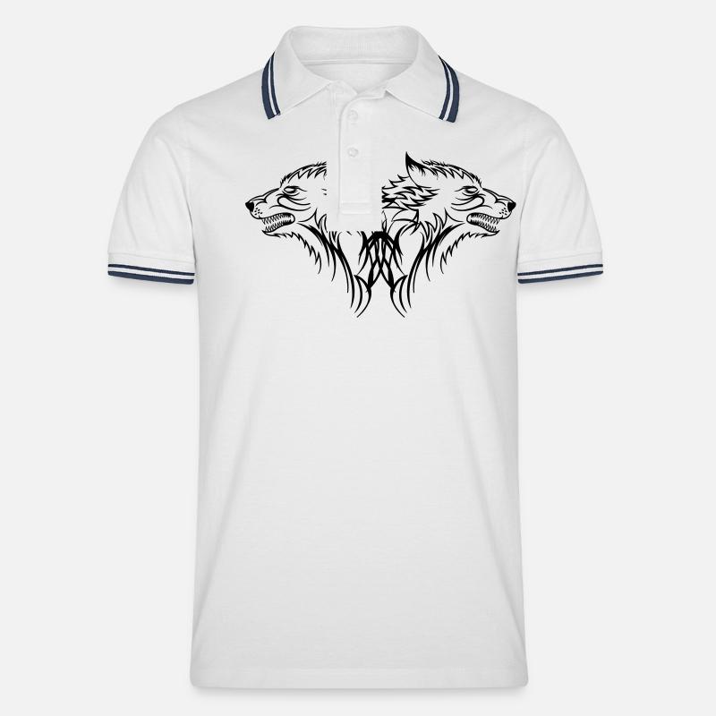wolf2 - Männer Tipped Poloshirt - Weiß/Navy