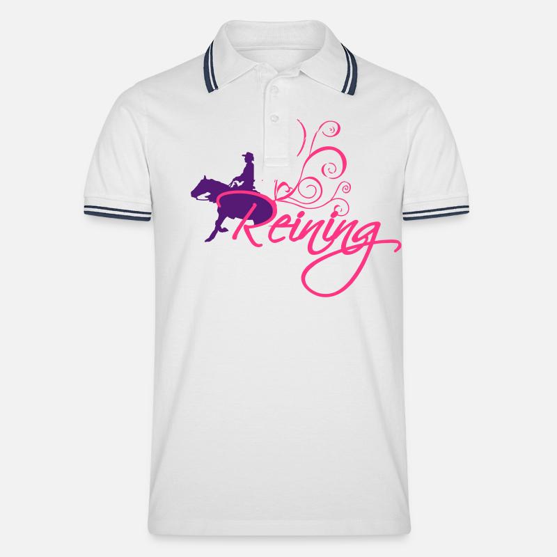 Reining Motif Curseur - Polo tipped Homme - blanc/marine