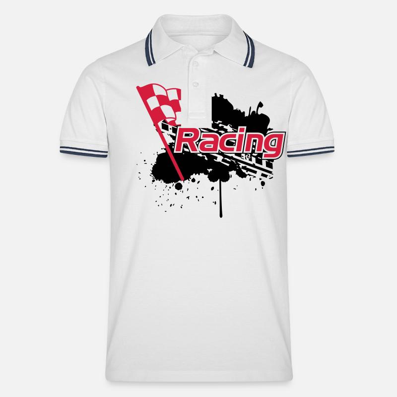 Racing - Männer Tipped Poloshirt - Weiß/Navy