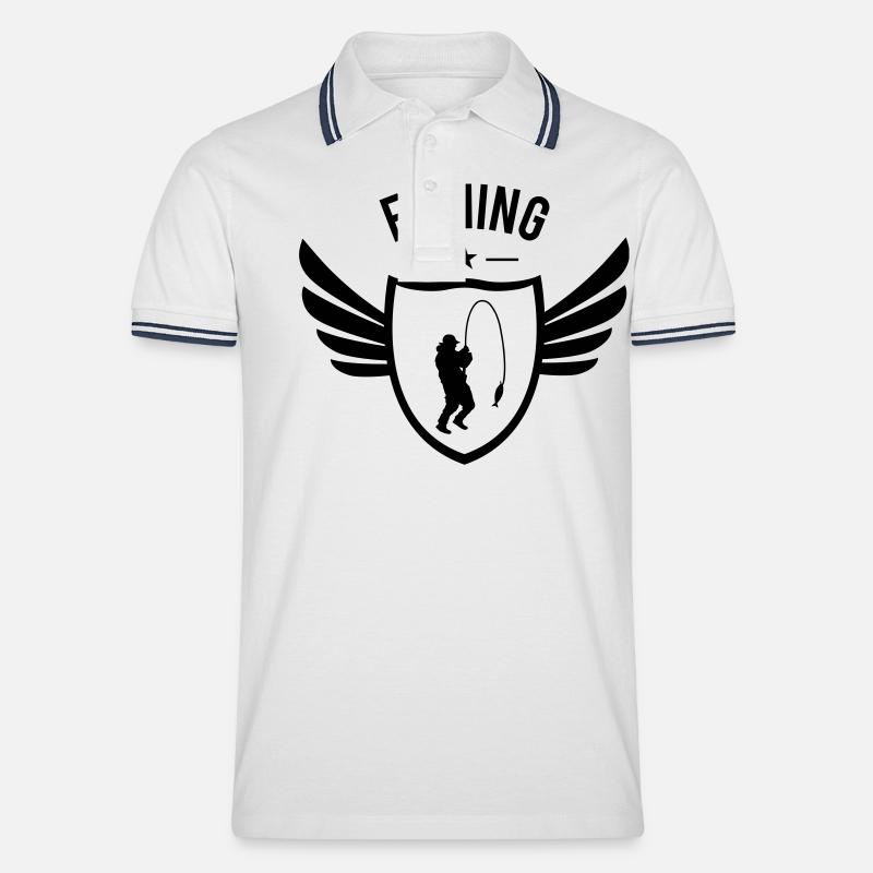 Fishing - Männer Tipped Poloshirt - Weiß/Navy