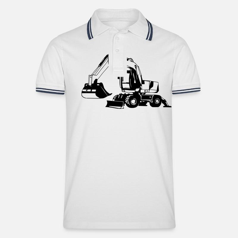 Mobilbagger 1 - Männer Tipped Poloshirt - Weiß/Navy
